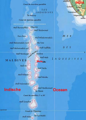 Kaart Malediven-Indische Oceaan